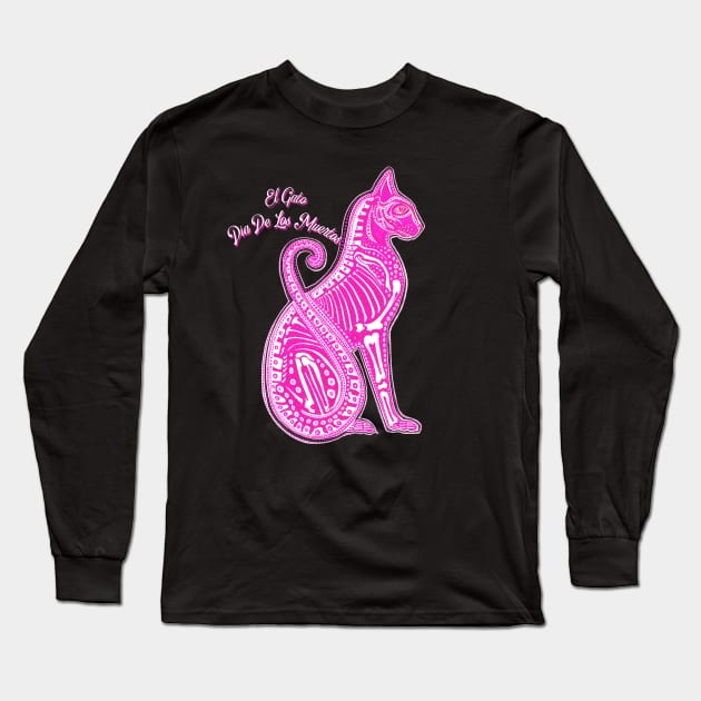 El Gato Day of The Dead Long Sleeve T-Shirt by A For Animals